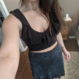 Hollister Black Eyelet Crop Top